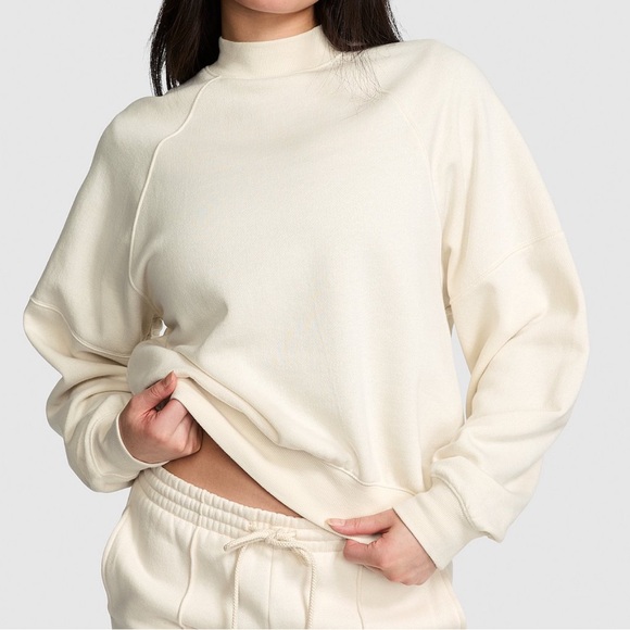 PINK Victoria's Secret Tops - Pink Victoria’s Secret Ivy Fleece Mock-Neck Sweatshirt Size M